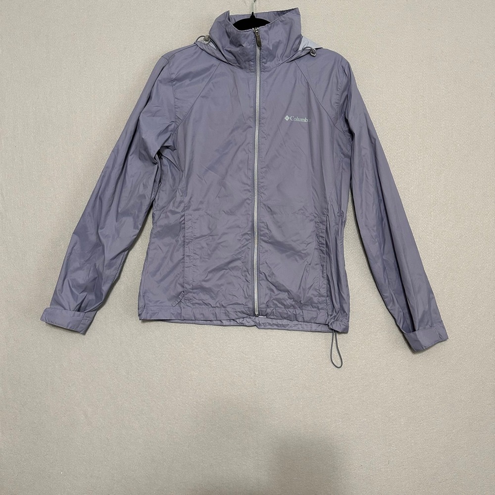 Columbia Womens Medium Purple‎ Full Zip Hooded Windbreaker Jacket Lightweight